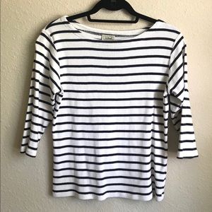 L.L. Bean Stripe 3/4 Sleeve Top Size M 100% Cotton